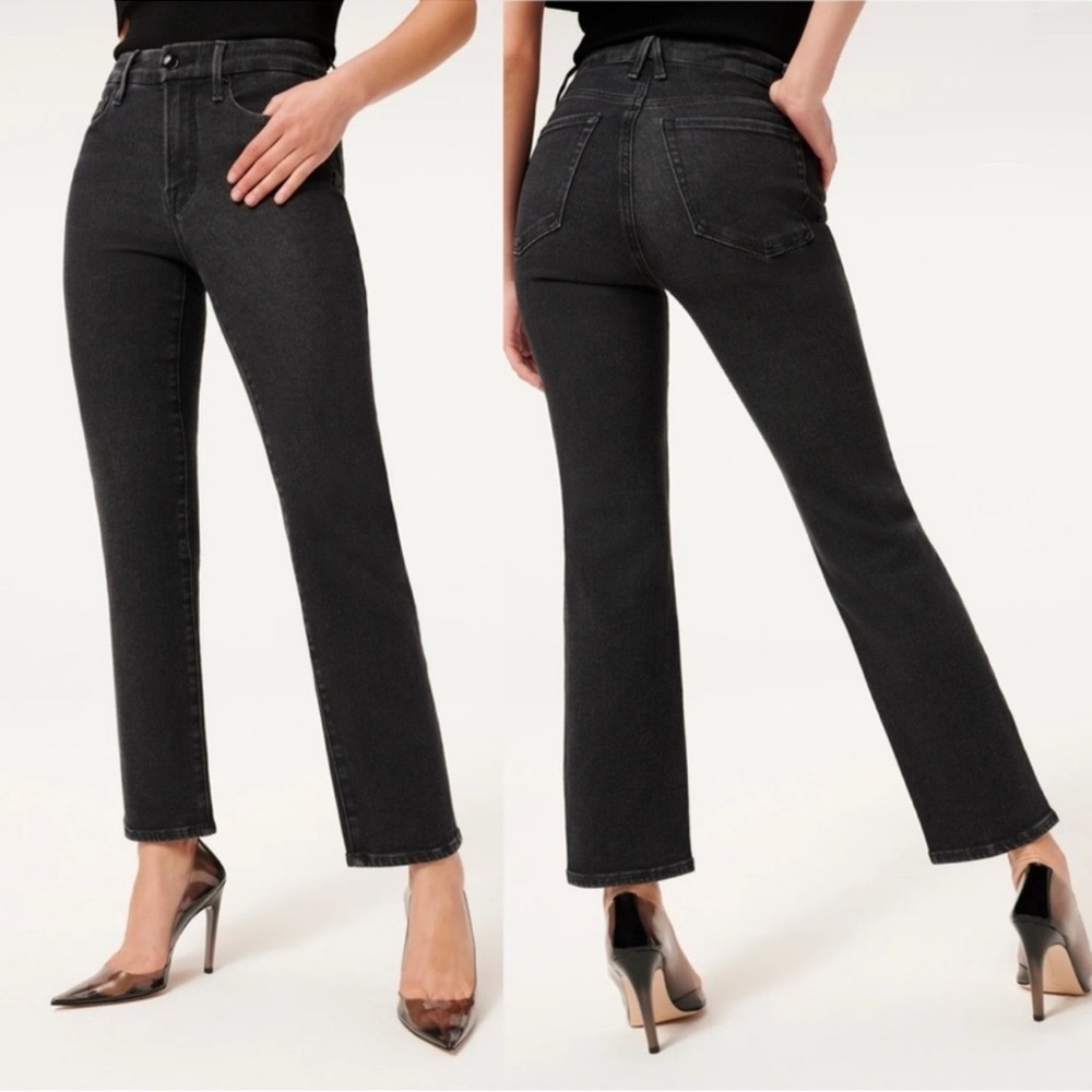 Good American Black Straight Good Legs Jeans Size 8 NWT 27.5”Inseam - Picture 2 of 11